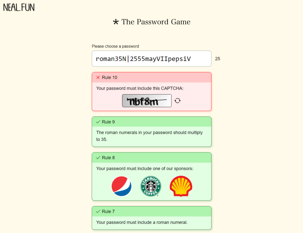 The-Password-Game rule 9 - VII